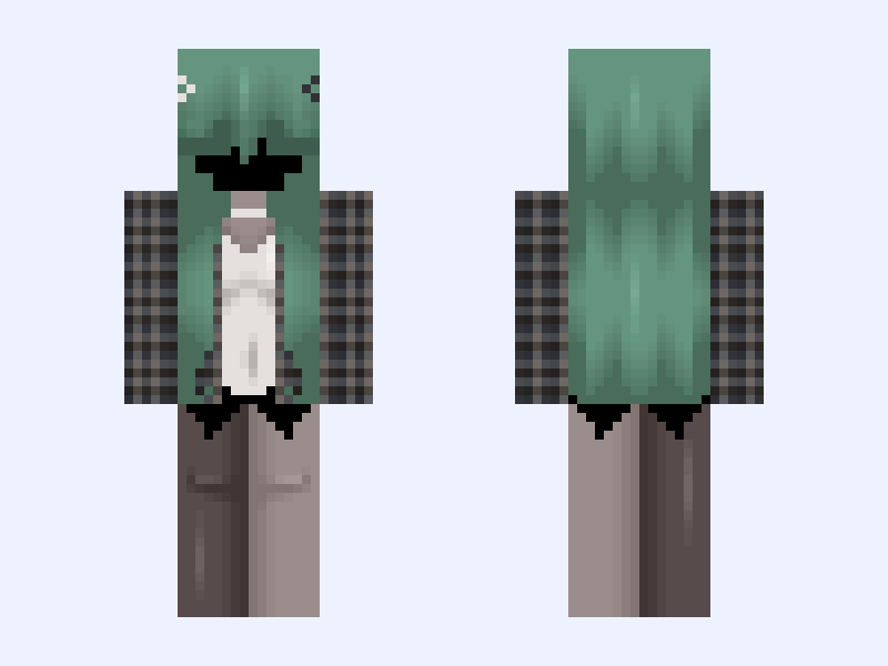 <3 #0EDF Minecraft skin, slim model, front and back view