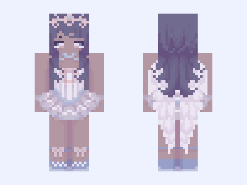 ⚜️🪽Angel Royalty Ballerina🪽⚜️ white blue heaven light ballerina dress Minecraft skin, slim model, front and back view