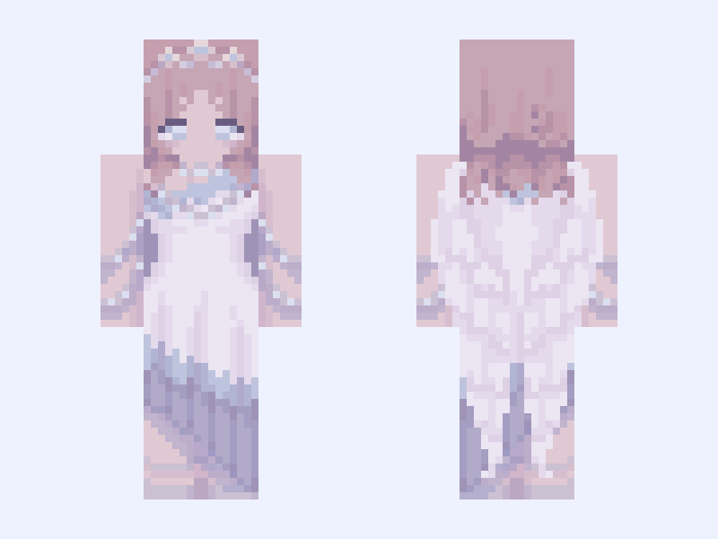 ⚜️🪽Angel Royalty🪽⚜️ white blue heaven light gown dress Minecraft skin, slim model, front and back view