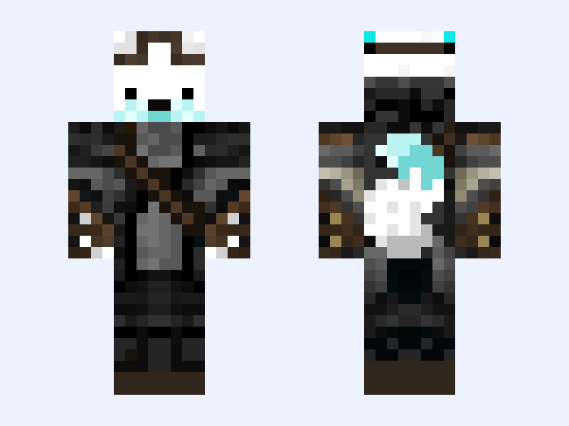 Arctic Fox Minecraft skin, classic model, front and back view