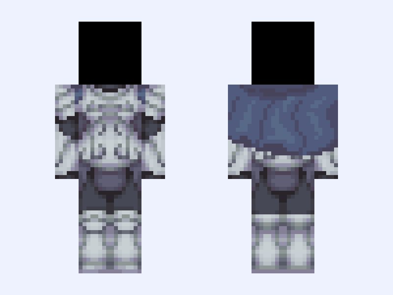 🗡️ - . * + | Armour, Silver, Grey, Cape, Base, 128x128 | Minecraft skin, slim model, front and back view
