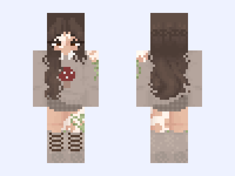 °•~× 🍄 As quiet as a mushroom 🍄 ×~•° [DON'T REPOST] Minecraft skin, slim model, front and back view