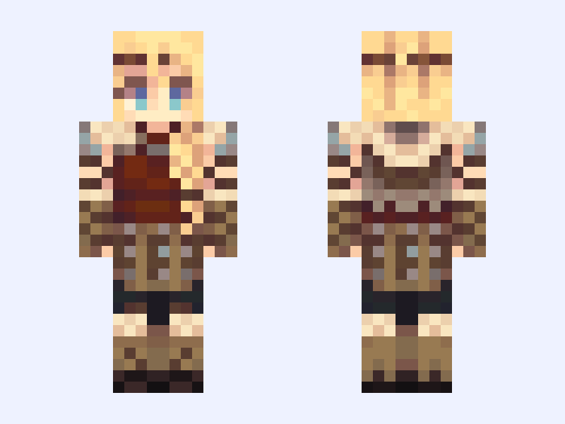 Astrid Minecraft skin, slim model, front and back view