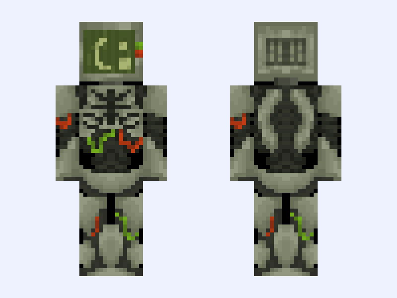 Badware / die of death / dod / Roblox Minecraft skin, slim model, front and back view