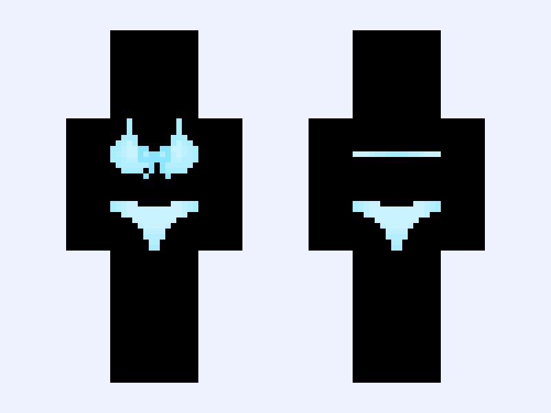 Beach Vibes Bikini Blue Version Minecraft skin, classic model, front and back view