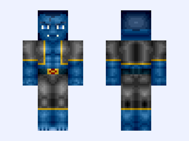 Beast (X-Men Uniform) Minecraft skin, classic model, front and back view