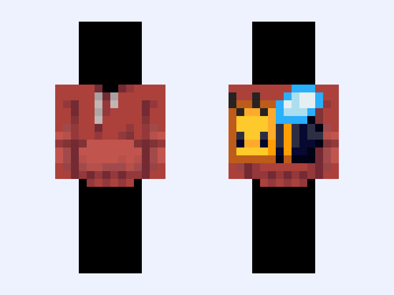 bee sweater Minecraft skin, slim model, front and back view