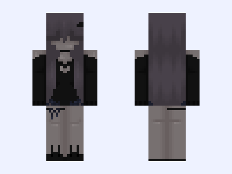 Black and Gray #18E3 Minecraft skin, slim model, front and back view