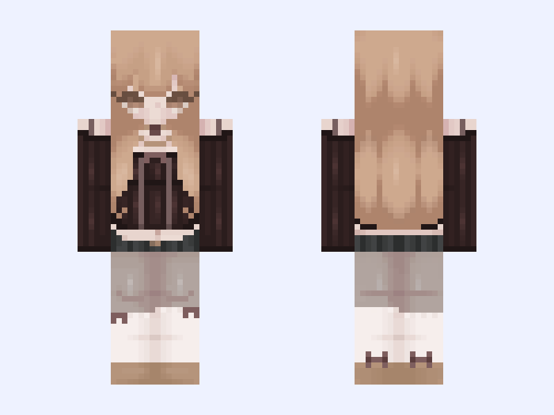 Black and Gray Minecraft skin, slim model, front and back view