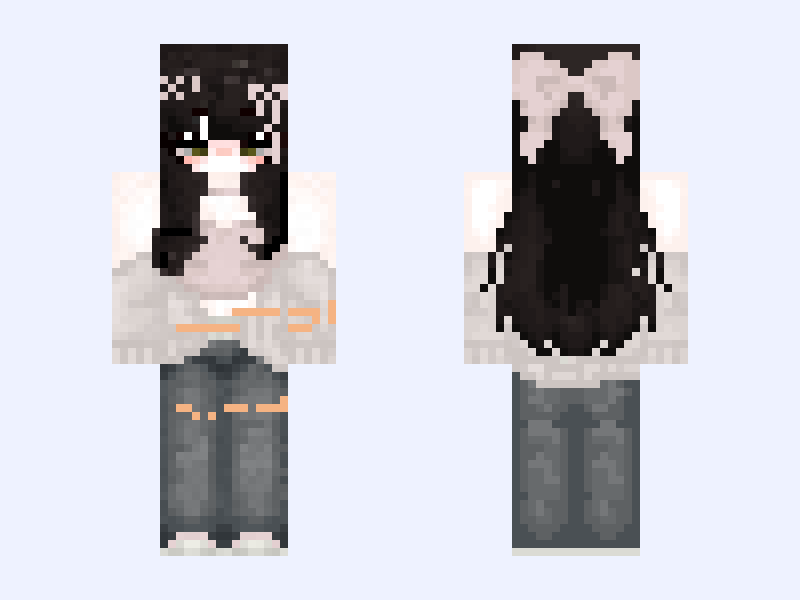 Black and Gray #F646 Minecraft skin, slim model, front and back view