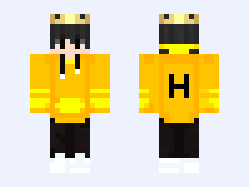 Black and Orange Minecraft skin, classic model, front and back view