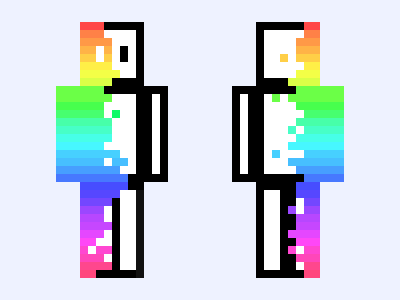 Black and White #6882 Minecraft skin, slim model, front and back view