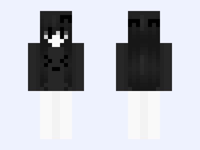 Black and White #46FB Minecraft skin, slim model, front and back view