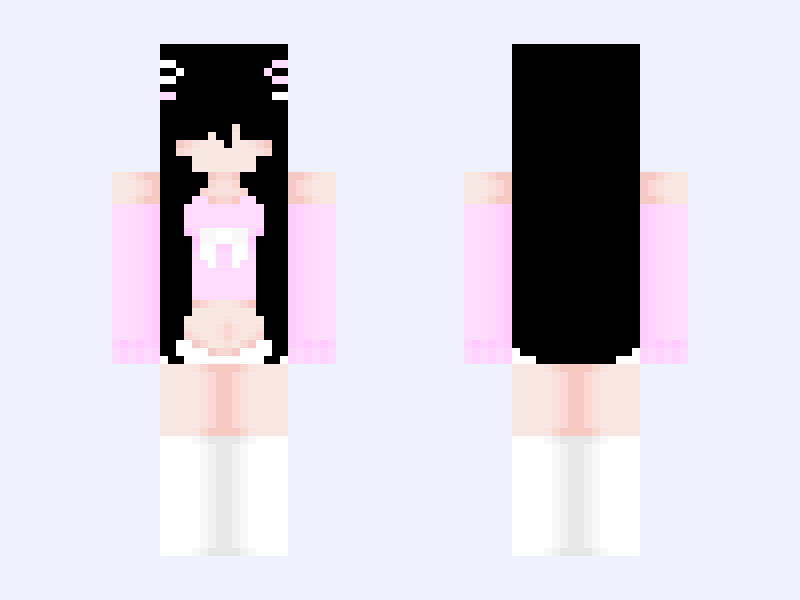 Black and White #E675 Minecraft skin, slim model, front and back view
