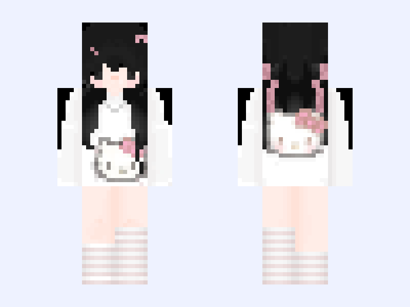 Black and White Minecraft skin, slim model, front and back view