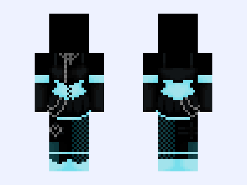 Black & Blue Minecraft skin, slim model, front and back view