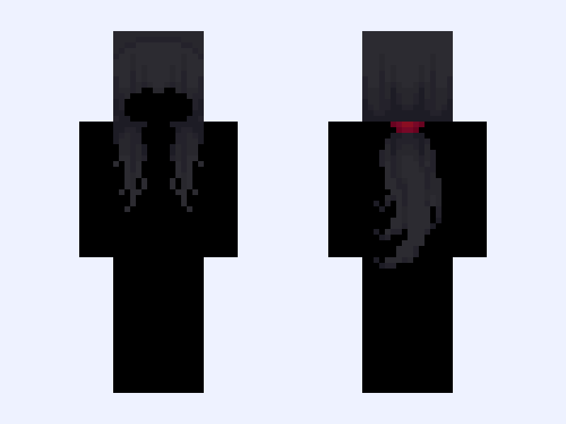 (Black Hair base) 💔Heartbreak💔 Minecraft skin, slim model, front and back view