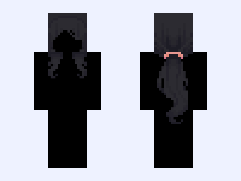 (Black hair base) 💜🍁Purple Autumn🍁💜 Minecraft skin, slim model, front and back view
