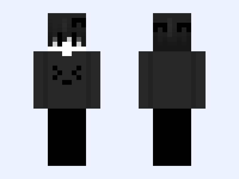 Black #F8B4 Minecraft skin, slim model, front and back view