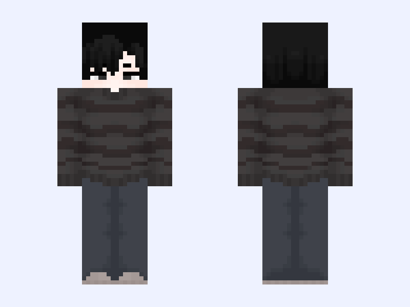 Black #53C2 Minecraft skin, slim model, front and back view