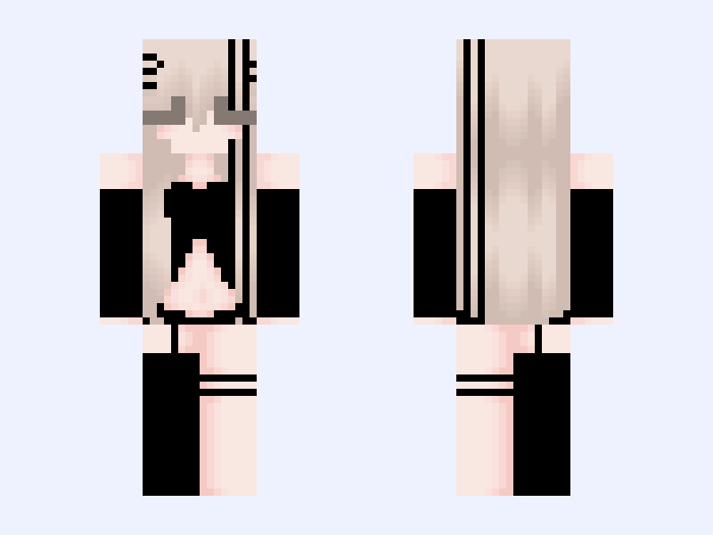 Black #2542 Minecraft skin, slim model, front and back view