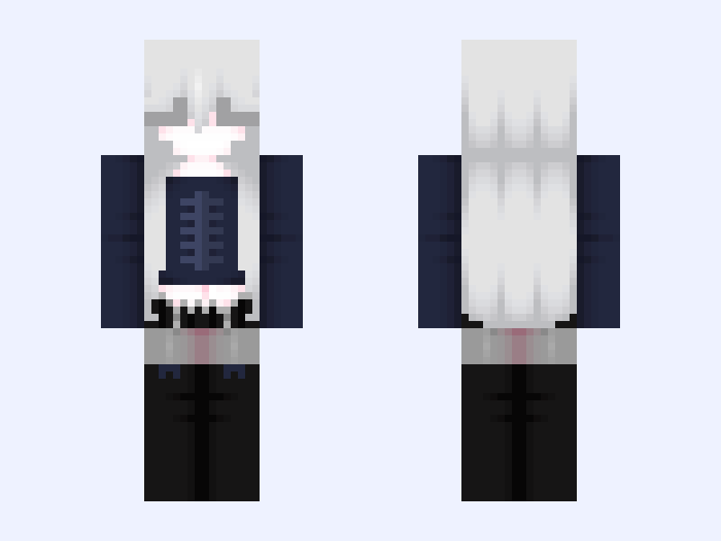 Black #DBF8 Minecraft skin, slim model, front and back view
