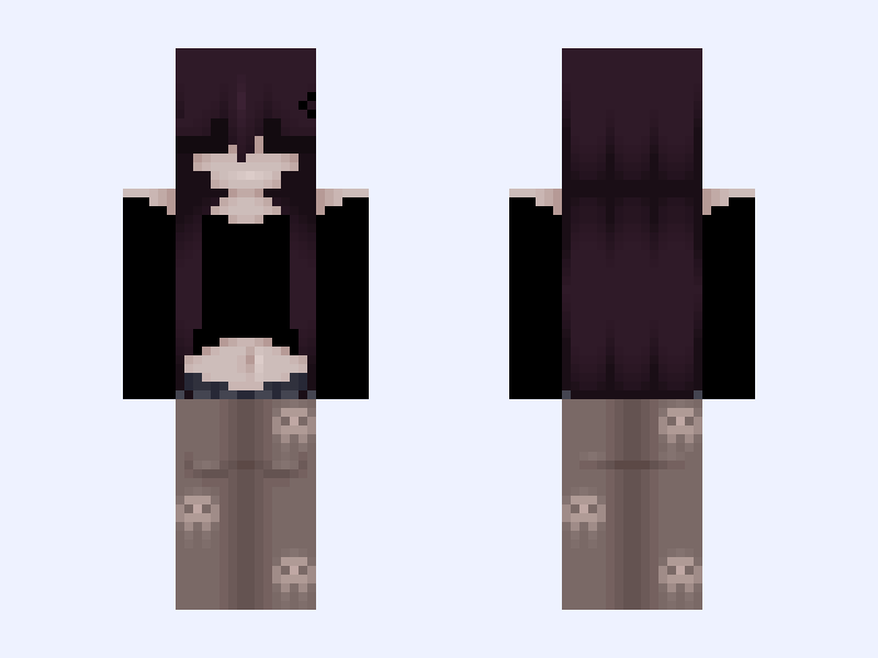 Black #7674 Minecraft skin, slim model, front and back view