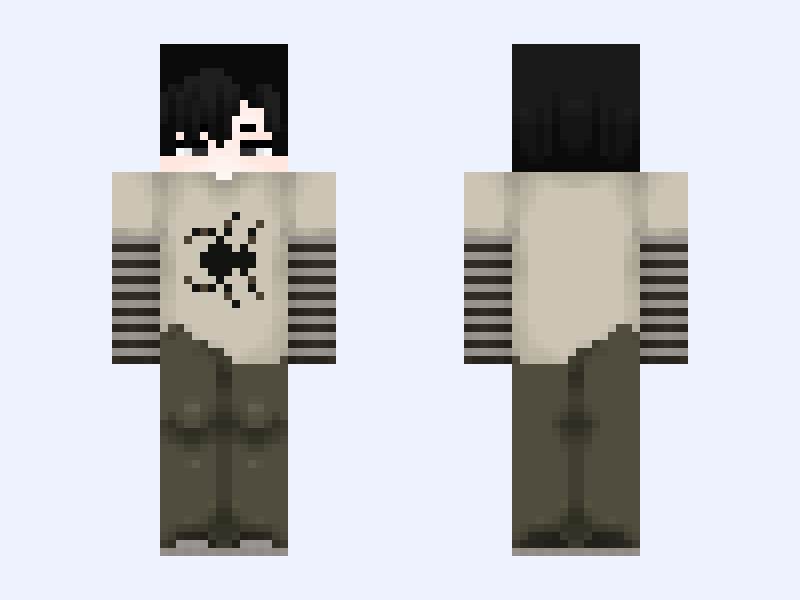 Black #6C81 Minecraft skin, slim model, front and back view