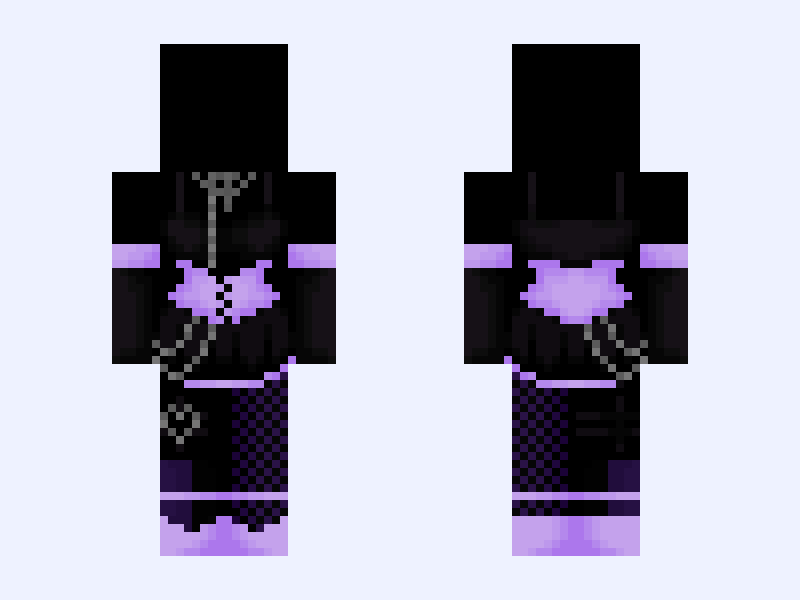 Black & Purple Minecraft skin, slim model, front and back view