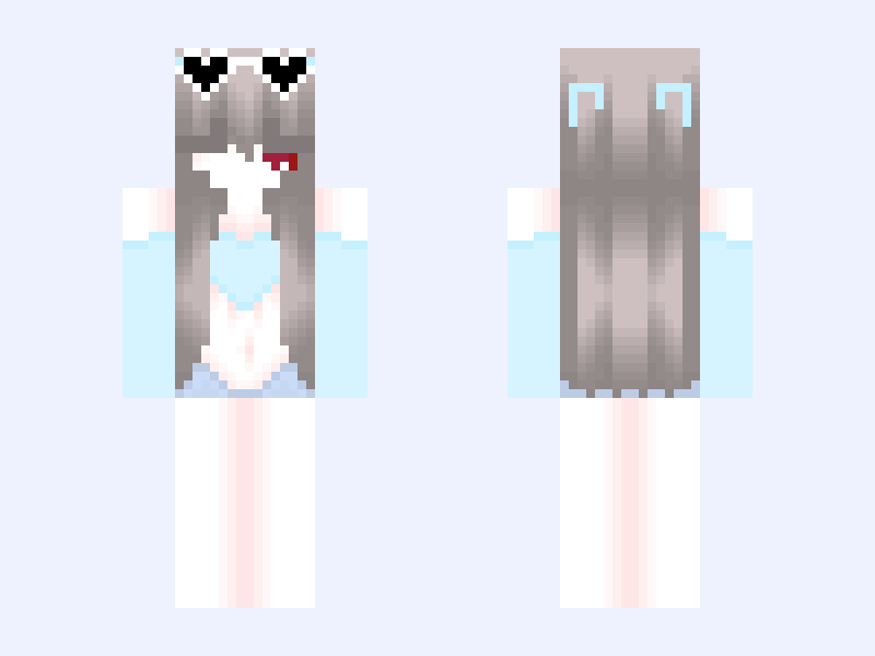 blue girl Minecraft skin, slim model, front and back view