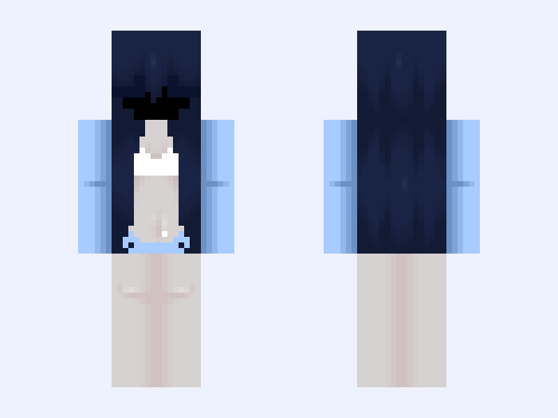 ♡blue Minecraft skin, slim model, front and back view
