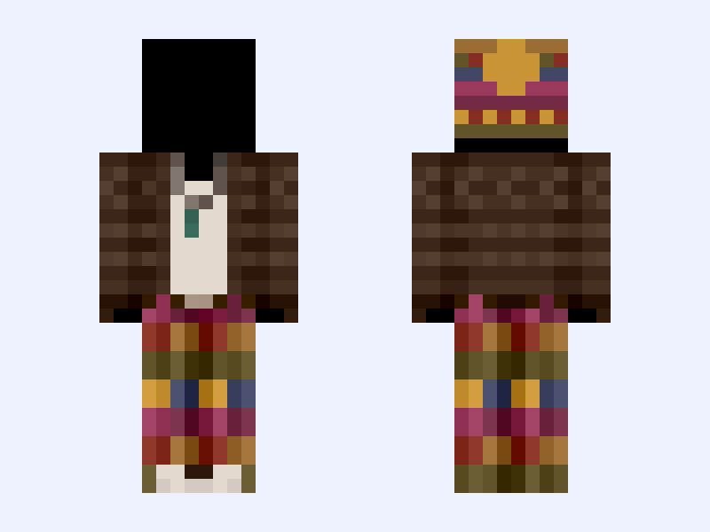 🐀 - boho beanie hippie warm crochet i think Minecraft skin, slim model, front and back view