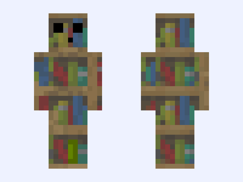 Bookshelf Slime Minecraft skin, slim model, front and back view