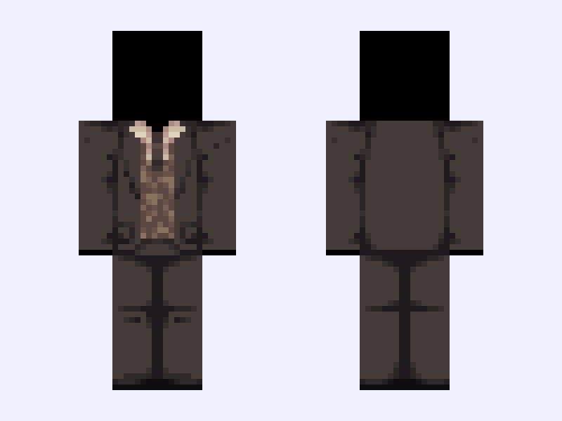 💼 - . * + | Brown, Suit, Tux, Shirt, Blazer, Base, 128x128 | Minecraft skin, slim model, front and back view