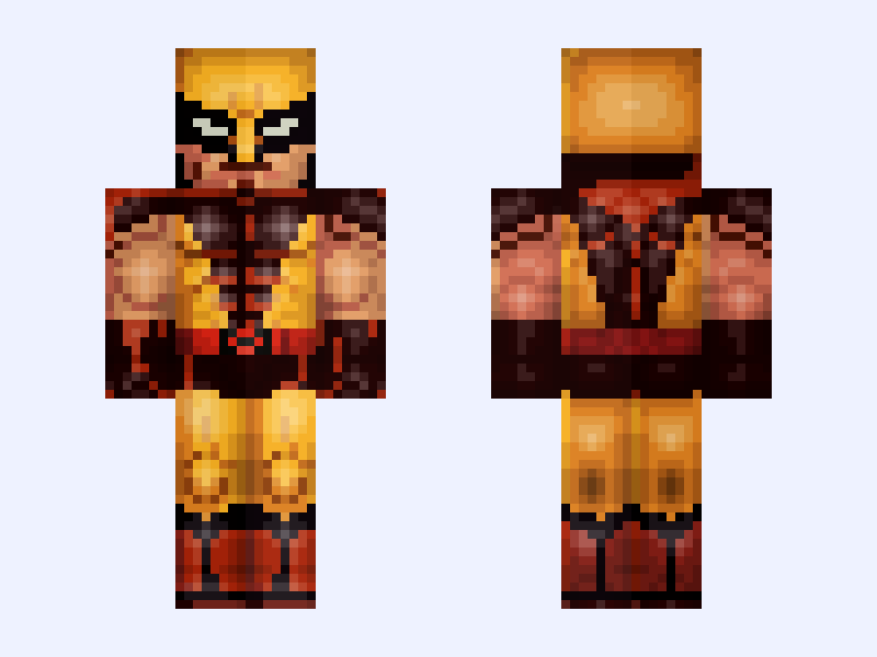 Classic Wolverine: X-Men '97 (Season 1: James 'Logan' Howlett: Marvel Animation: 2024) Minecraft skin, classic model, front and back view
