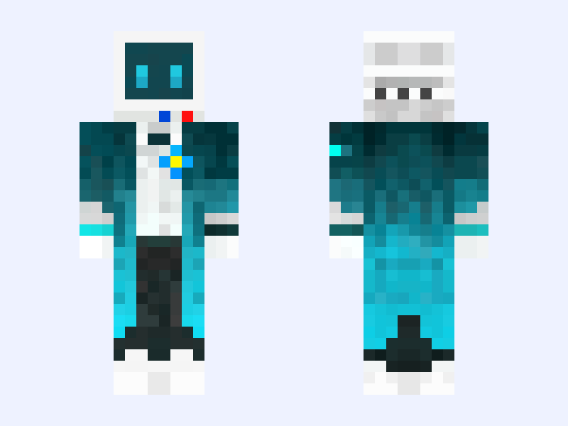 Cool Robot Minecraft skin, slim model, front and back view