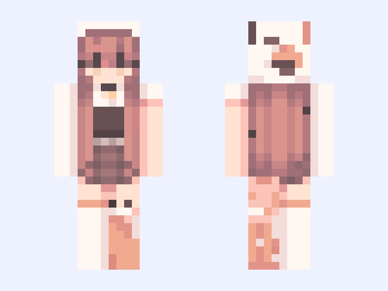 cow girl Minecraft skin, slim model, front and back view