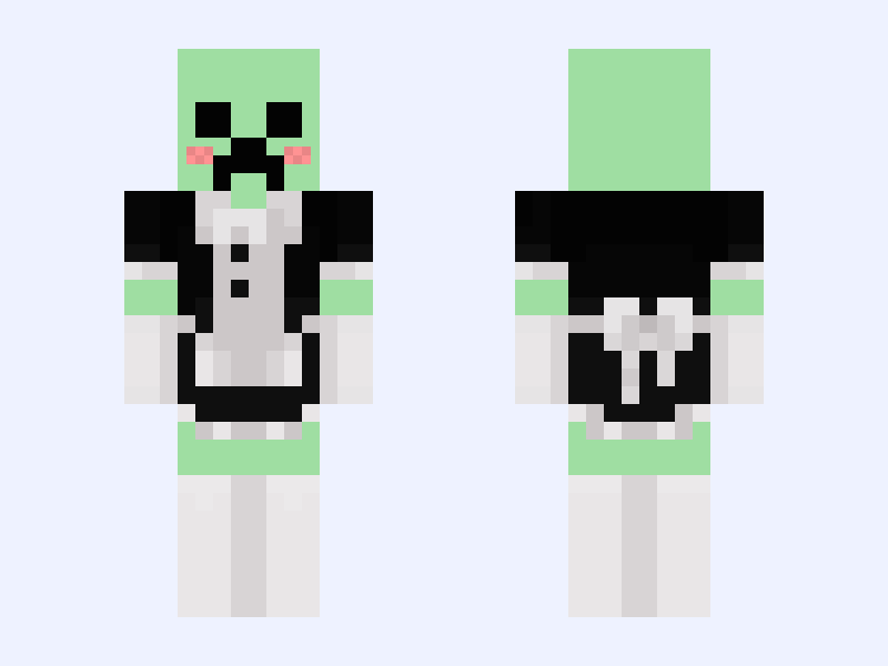 Creeper Maid Minecraft skin, slim model, front and back view
