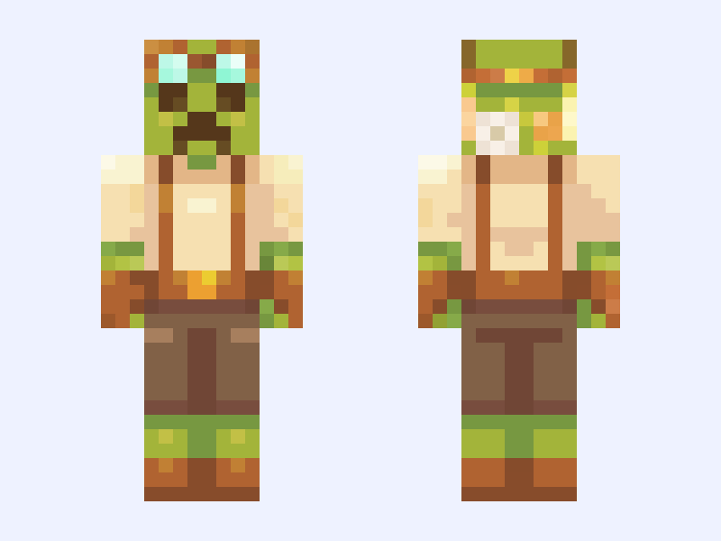 creeper Minecraft skin, slim model, front and back view