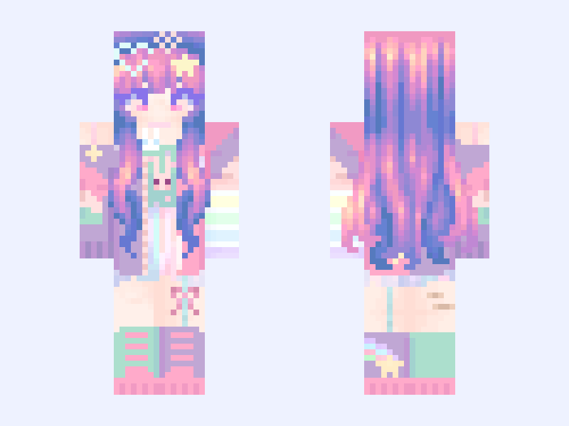Cute core / purr purr / suager Minecraft skin, slim model, front and back view