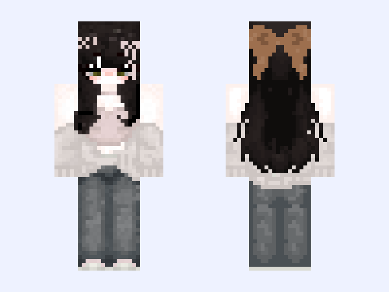 Cute girl #86D9 Minecraft skin, slim model, front and back view