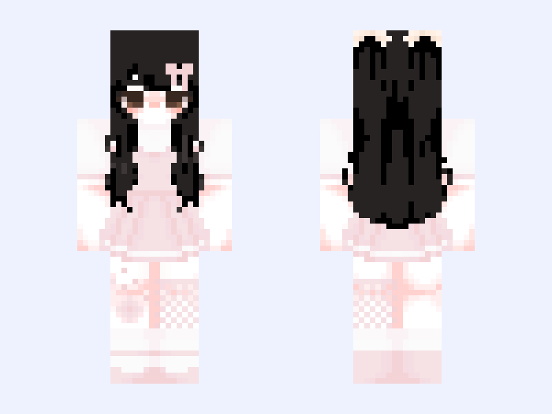 cute girl Minecraft skin, slim model, front and back view