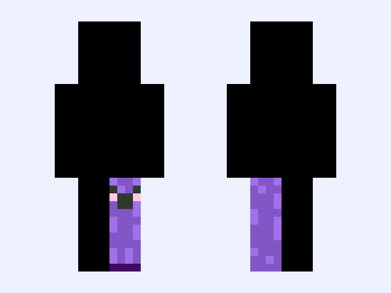 cute purple creeper Minecraft skin, slim model, front and back view