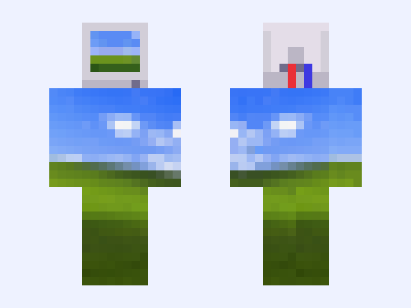 Cyan and Blue Minecraft skin, classic model, front and back view