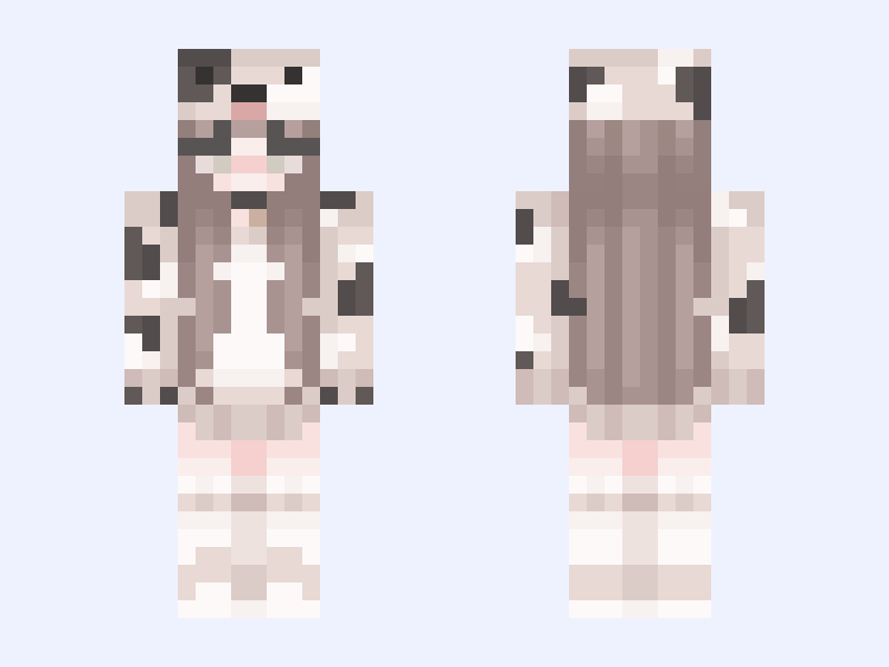 Dog girl Minecraft skin, slim model, front and back view