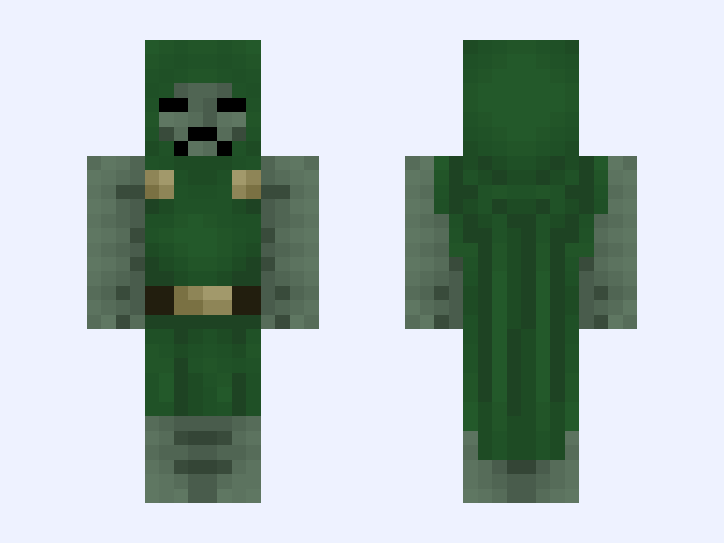 Dr. Doom Minecraft skin, classic model, front and back view