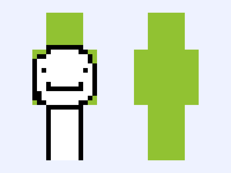 dream Minecraft skin, slim model, front and back view