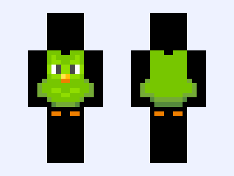 [Duolingo]Duo Minecraft skin, classic model, front and back view