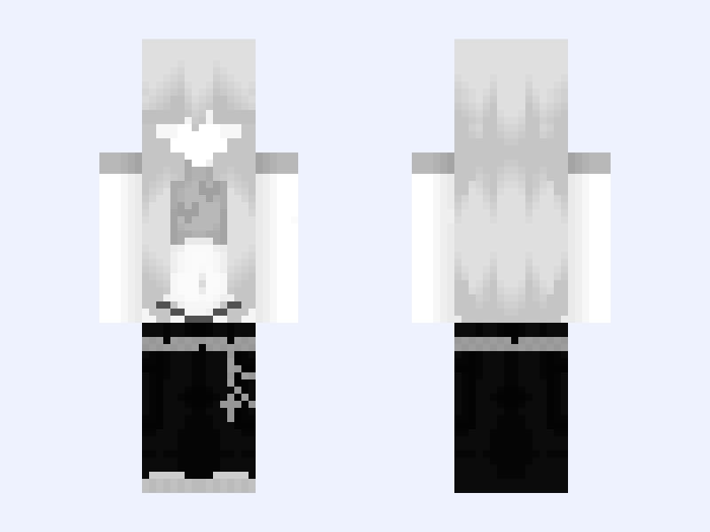 Emo 🖤 Minecraft skin, slim model, front and back view