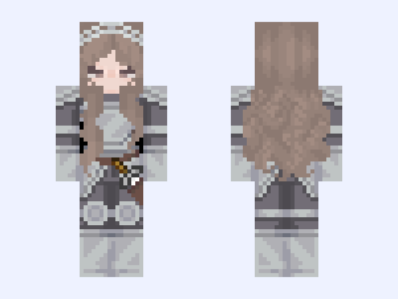 ⟢ feminine knight Minecraft skin, slim model, front and back view